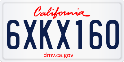 CA license plate 6XKX160