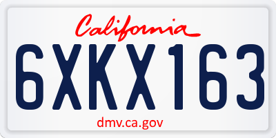CA license plate 6XKX163