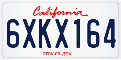 CA license plate 6XKX164
