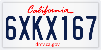 CA license plate 6XKX167