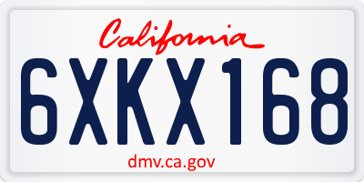 CA license plate 6XKX168