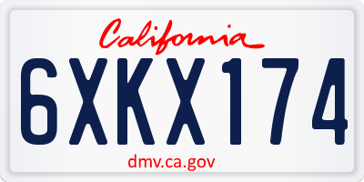 CA license plate 6XKX174