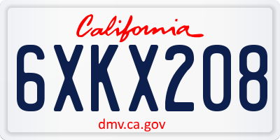 CA license plate 6XKX208