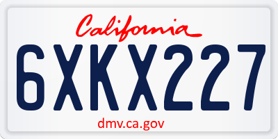 CA license plate 6XKX227