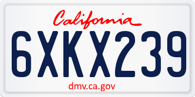 CA license plate 6XKX239