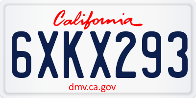 CA license plate 6XKX293