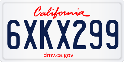 CA license plate 6XKX299