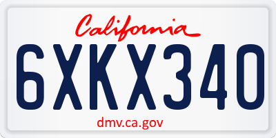 CA license plate 6XKX340