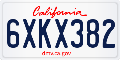CA license plate 6XKX382