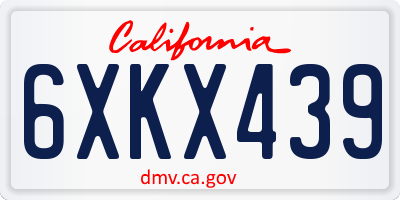 CA license plate 6XKX439