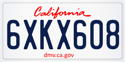 CA license plate 6XKX608