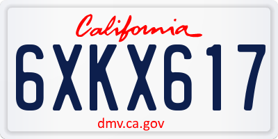 CA license plate 6XKX617
