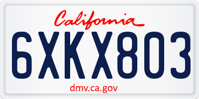 CA license plate 6XKX803