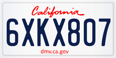 CA license plate 6XKX807