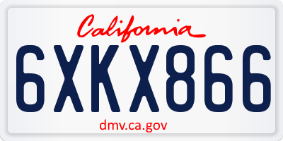 CA license plate 6XKX866