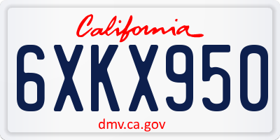 CA license plate 6XKX950