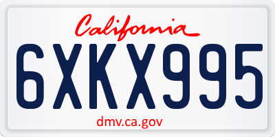 CA license plate 6XKX995