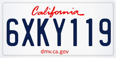 CA license plate 6XKY119