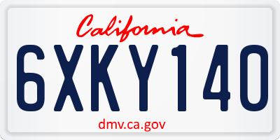 CA license plate 6XKY140