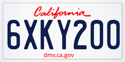 CA license plate 6XKY200