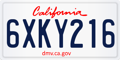 CA license plate 6XKY216