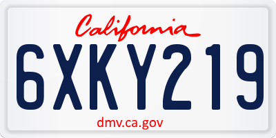 CA license plate 6XKY219