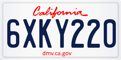 CA license plate 6XKY220