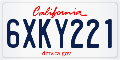 CA license plate 6XKY221