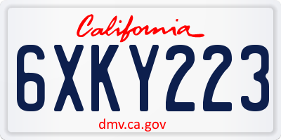 CA license plate 6XKY223
