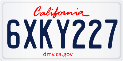 CA license plate 6XKY227