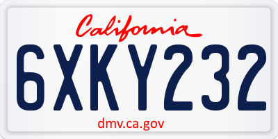 CA license plate 6XKY232