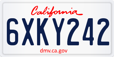 CA license plate 6XKY242