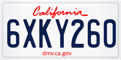 CA license plate 6XKY260