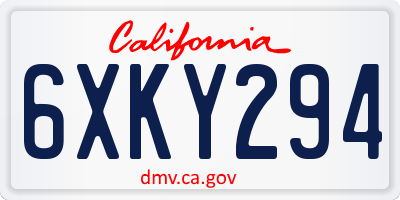 CA license plate 6XKY294