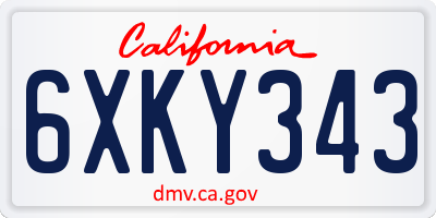 CA license plate 6XKY343