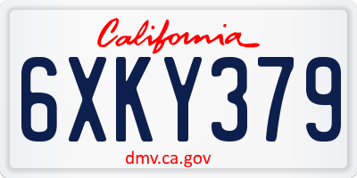 CA license plate 6XKY379