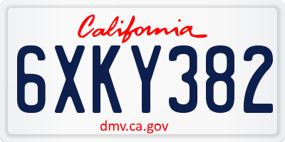 CA license plate 6XKY382