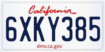 CA license plate 6XKY385