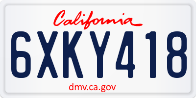 CA license plate 6XKY418
