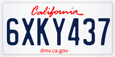 CA license plate 6XKY437
