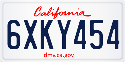 CA license plate 6XKY454