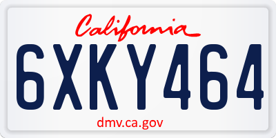 CA license plate 6XKY464
