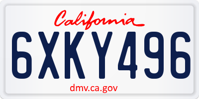 CA license plate 6XKY496