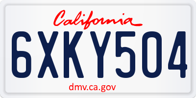 CA license plate 6XKY504
