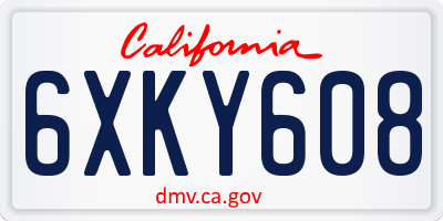 CA license plate 6XKY608