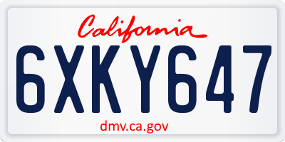 CA license plate 6XKY647