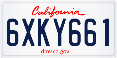 CA license plate 6XKY661