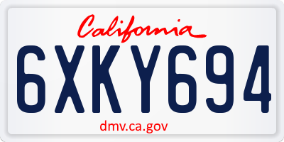 CA license plate 6XKY694