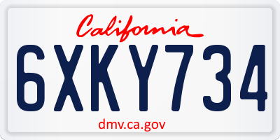 CA license plate 6XKY734
