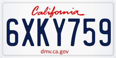 CA license plate 6XKY759